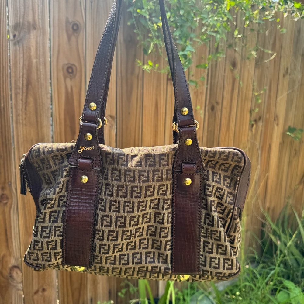 Fendi Vintage Designer Zucchino Shoulder Bag Auth